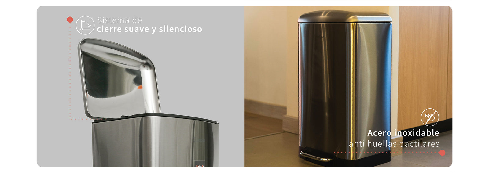 Basurero Cocina Iron 40lts Pedal Acero Inox Simplit
