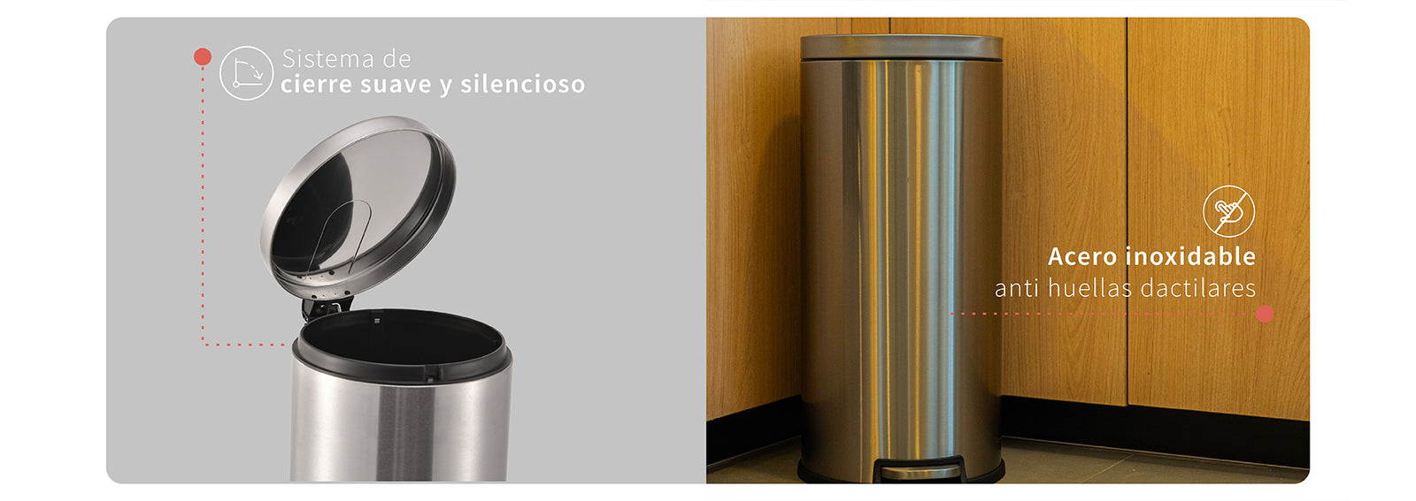 Basurero Cocina Urban 30lts Pedal Acero Inox Simplit
