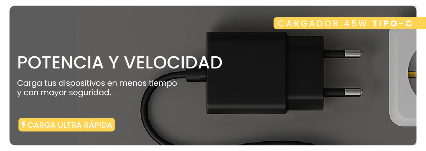Cargador Ultra Rápido 45W + Cable De Carga Rápida 1Mt LEVO