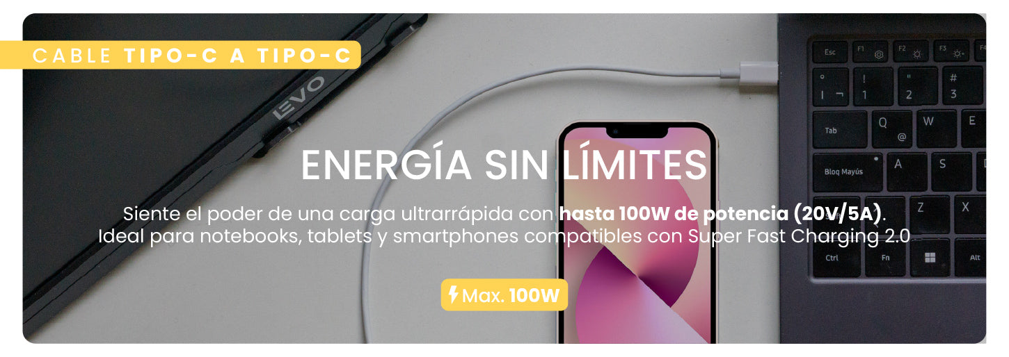Cargador Super Rápido 25W + Cable De Carga Rápida 1Mt LEVO