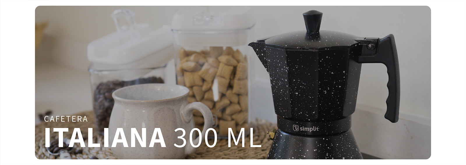 Cafetera Italiana Negra Granito 4 Tazas Simplit