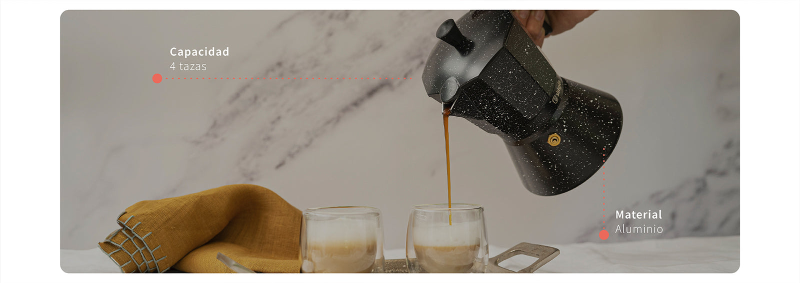 Pack Cafetera Italiana 4 Tazas + Taza Doble Pared 350 ml