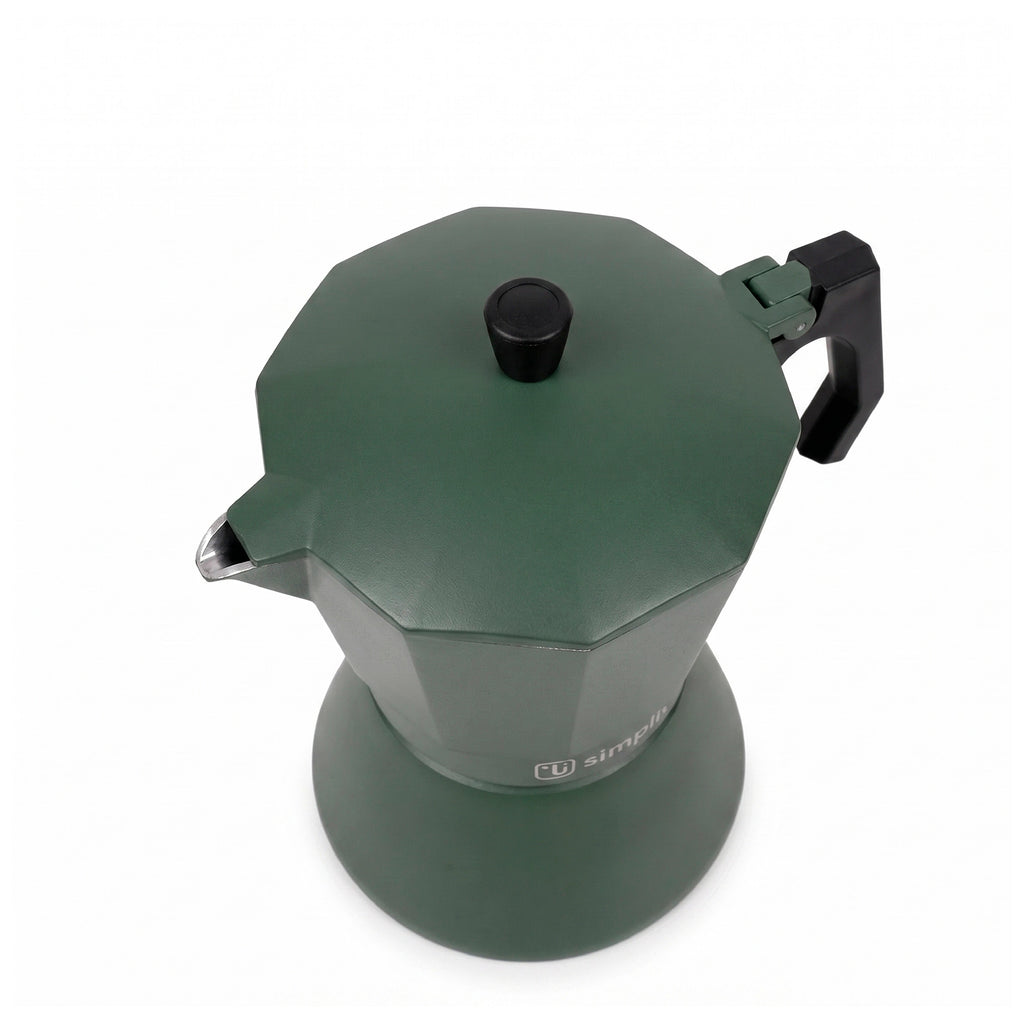 Verde · Cafetera Italiana Lucca 4 tazas 300 ml de aluminio Simplit, vista lateral