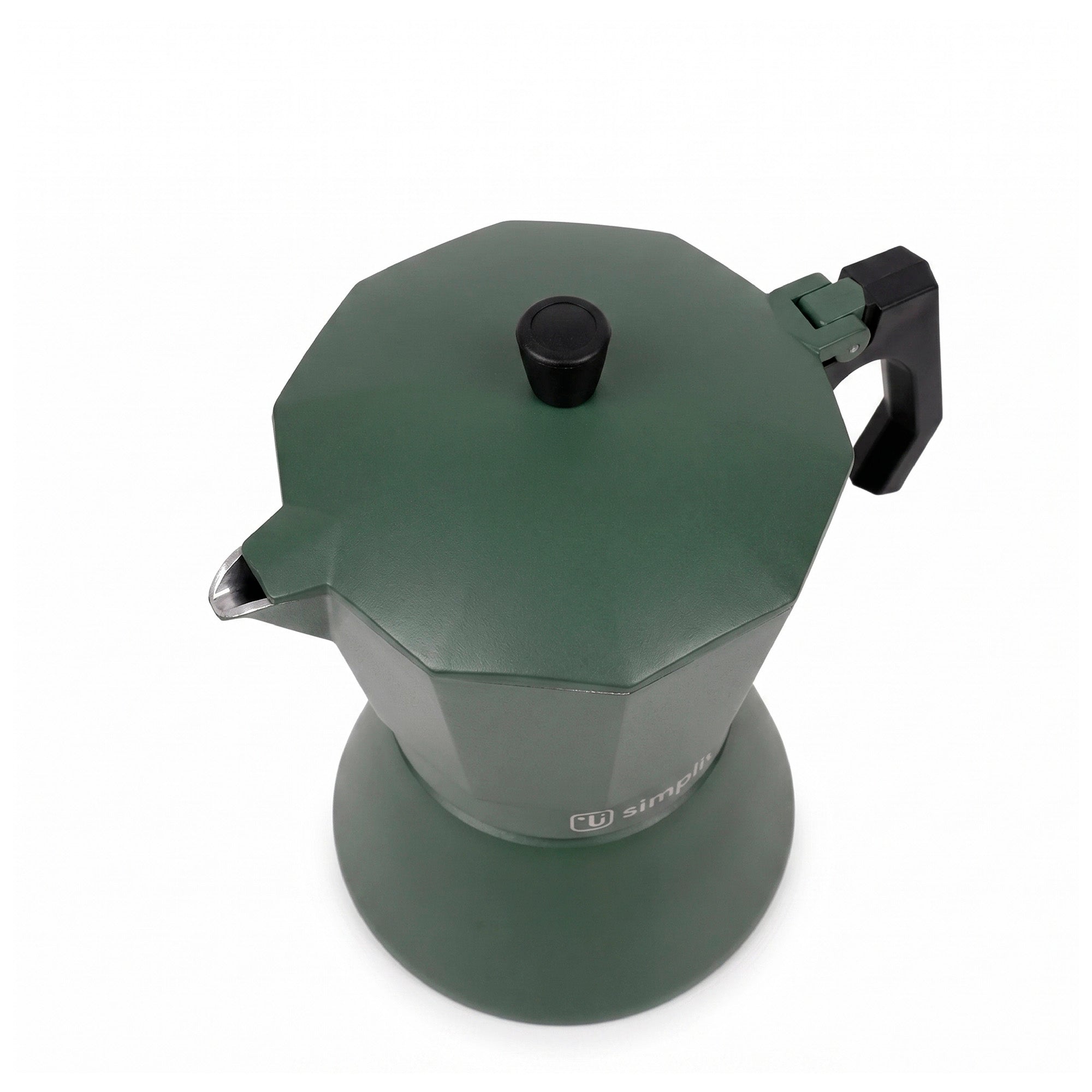 Verde · Cafetera Italiana Lucca 4 tazas 300 ml de aluminio Simplit, vista lateral