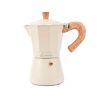 Crema · Cafetera Italiana Savannah 4 tazas 300 ml de aluminio Simplit, frontal sobre fondo blanco