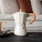 Crema · Cafetera Italiana Savannah 12 tazas 600 ml de aluminio Simplit, detalle de capacidad y material