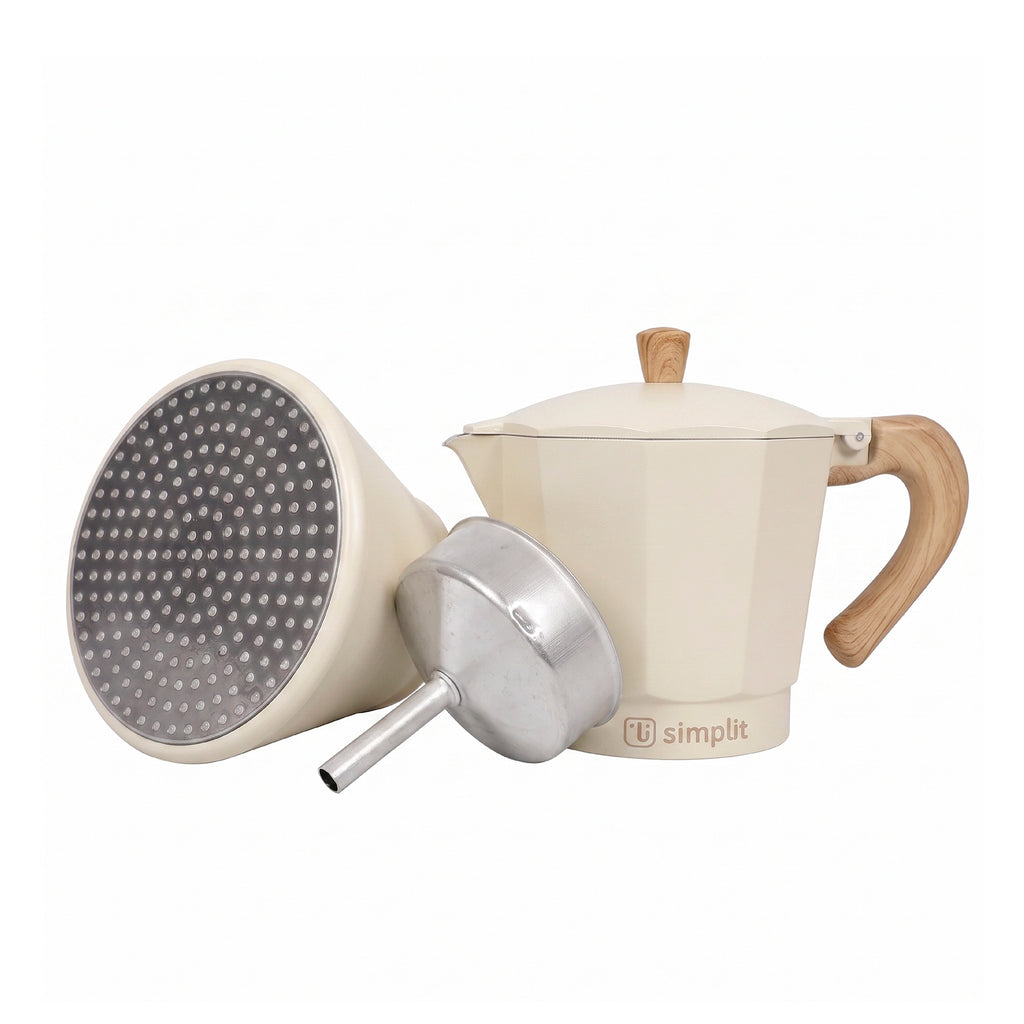 Crema · Cafetera Italiana Savannah 12 tazas 600 ml de aluminio Simplit, detalle de la base