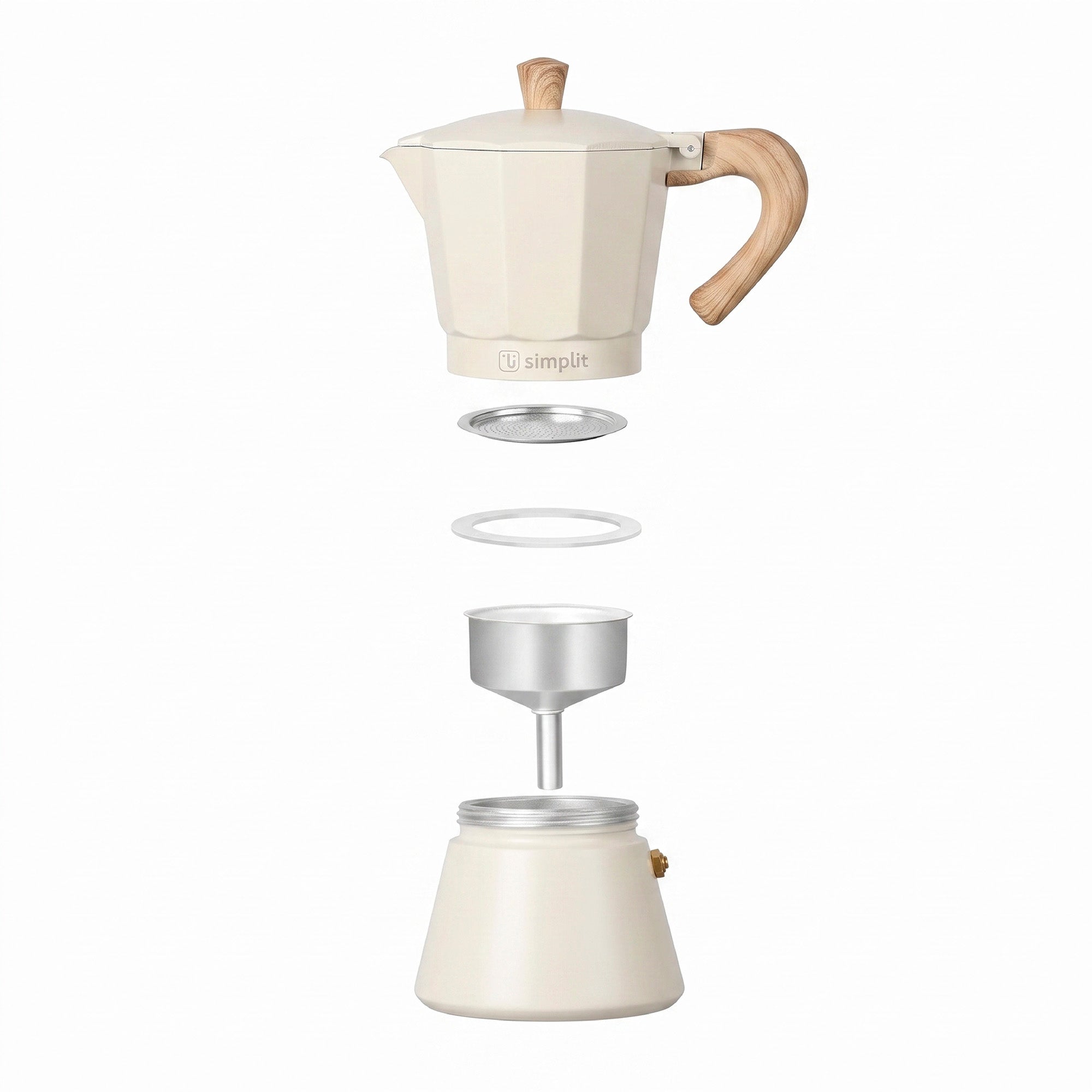Crema · Cafetera Italiana Savannah 12 tazas 600 ml de aluminio Simplit, despiece de sus partes
