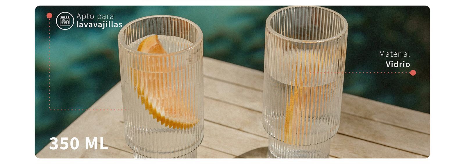 Set 6 Vasos Largo Vintage Charlotte 350ml Simplit