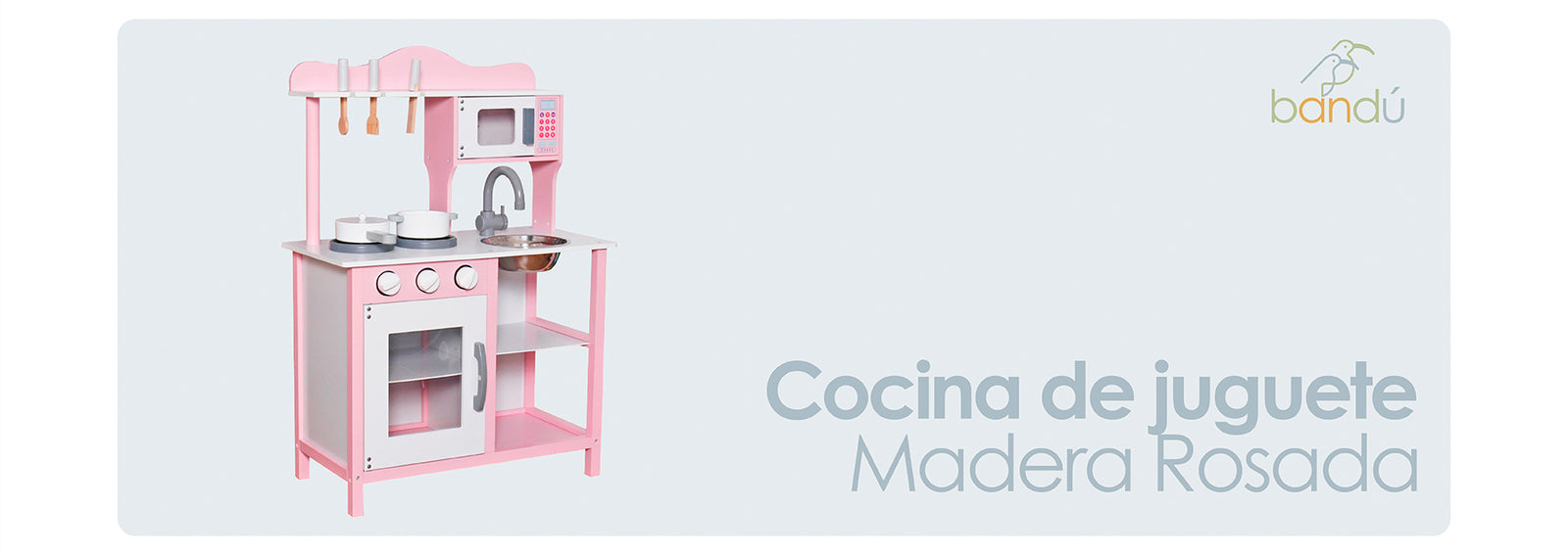 Cocina de Juguete Infantil Niños Madera Rosada con Acc Bandú