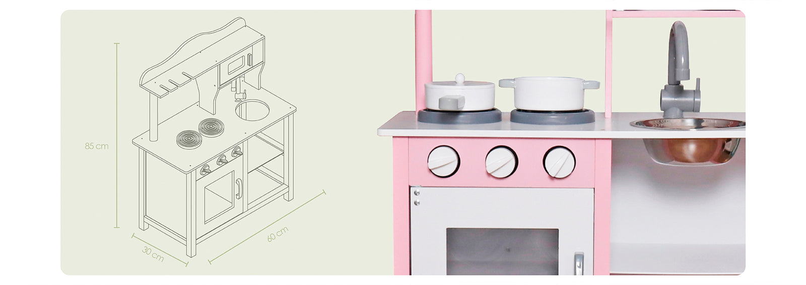 Cocina de Juguete Infantil Niños Madera Rosada con Acc Bandú