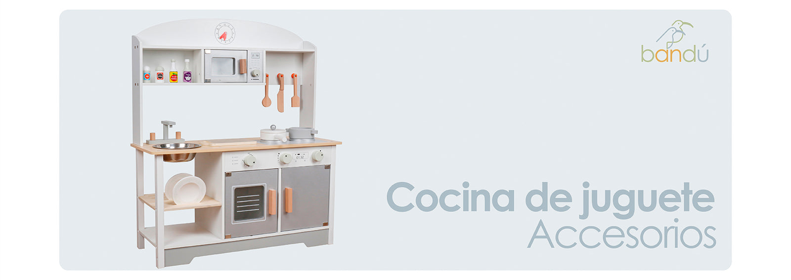 Cocina de Juguete Infantil Niños Madera 11 Accesorios Bandú