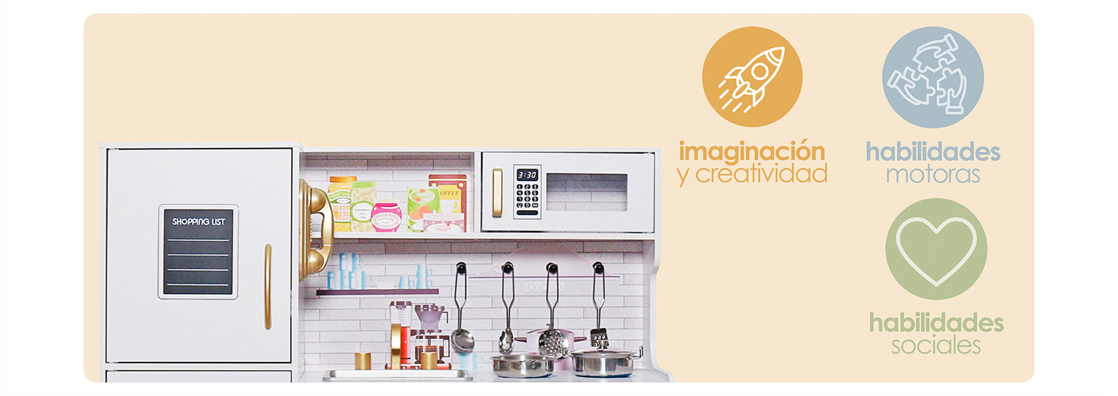 Cocina de Juguete Infantil Niños Madera Accesorios Bandú
