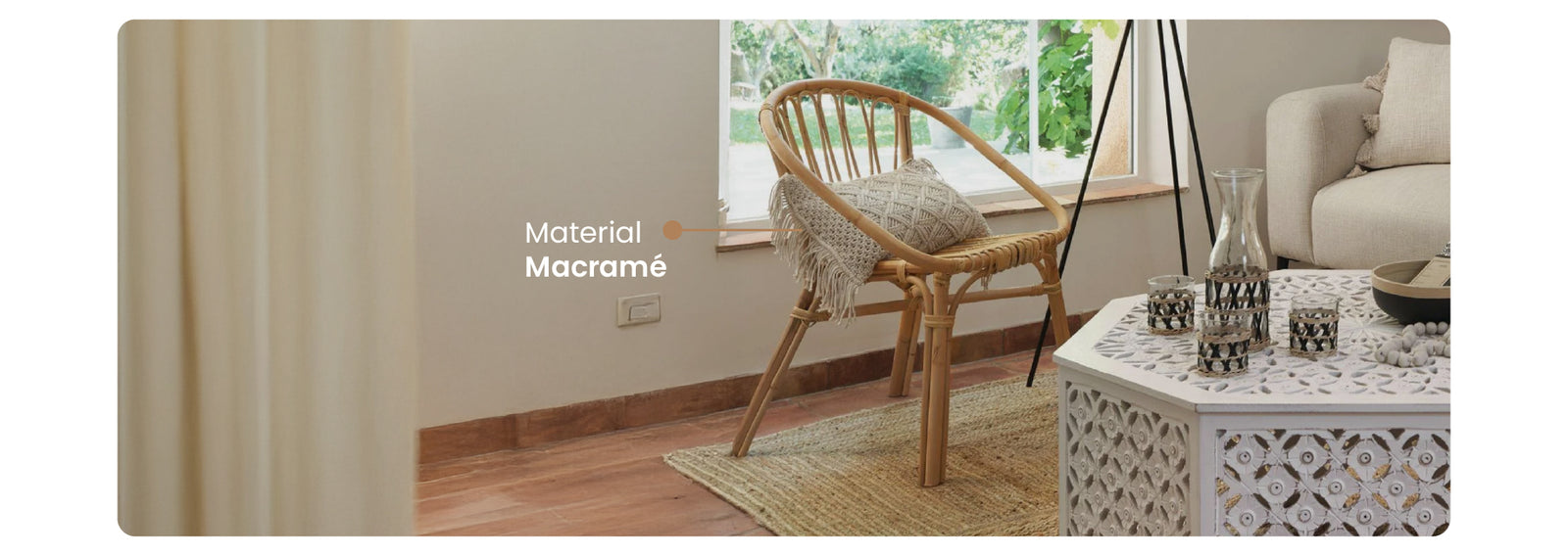 Cojín Decorativo de Macrame 30x50 cm Atmosphera
