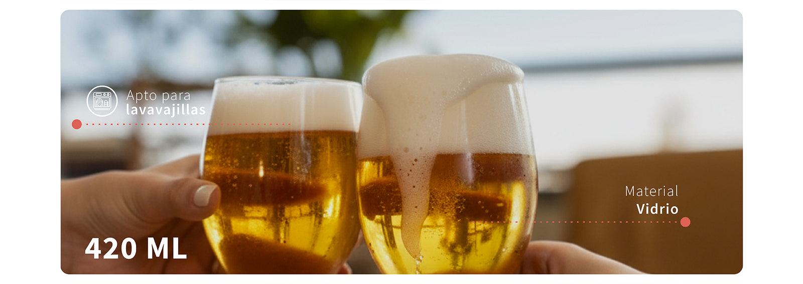 Set 6 Vaso Copa Cerveza Collins 420ml Simplit