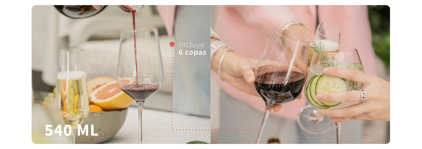 Set 6 Copas Vino Tinto 540ml Cristal Piamonte Simplit