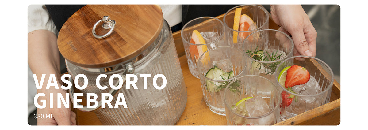 Set 6 Vasos Cortos 380ml Vidrio Ginebra Simplit