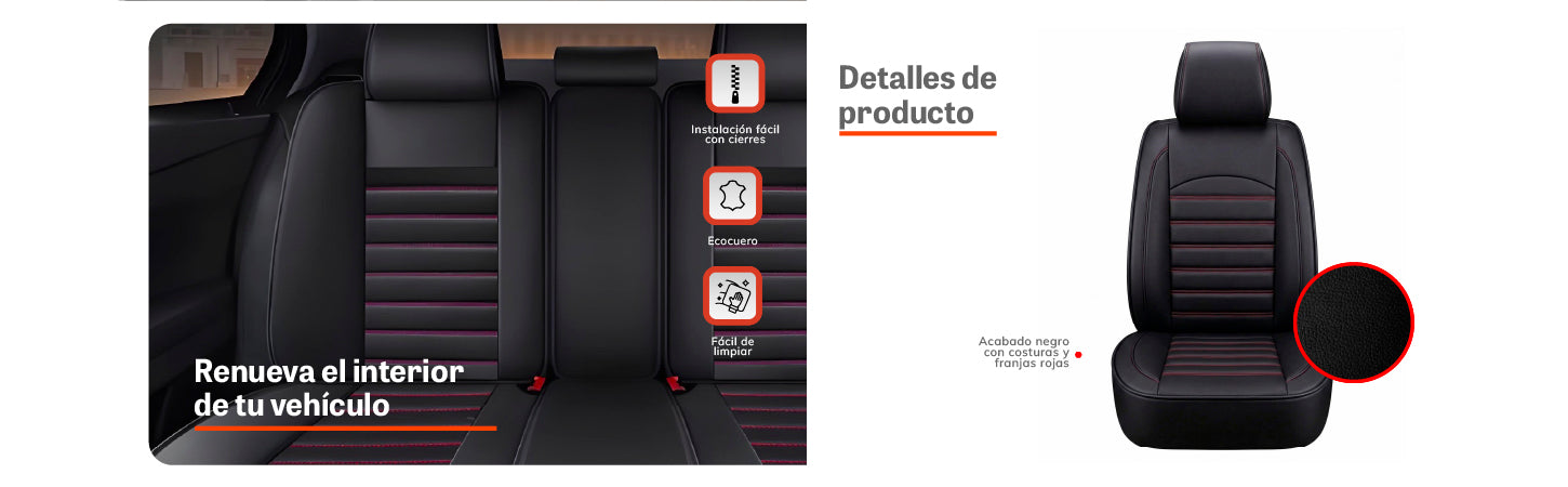 Fundas Cubreasientos Ecocuero Negro Universal XRoad