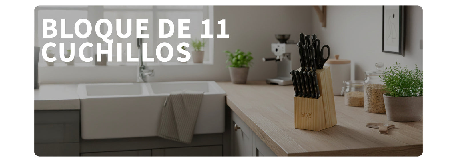Set de Cuchillos 11 pcs con Afilador y Tijera 5Five