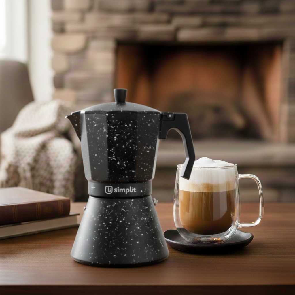 Pack Cafetera Italiana 12 Tazas + Taza Doble Pared 300 ml Simplit