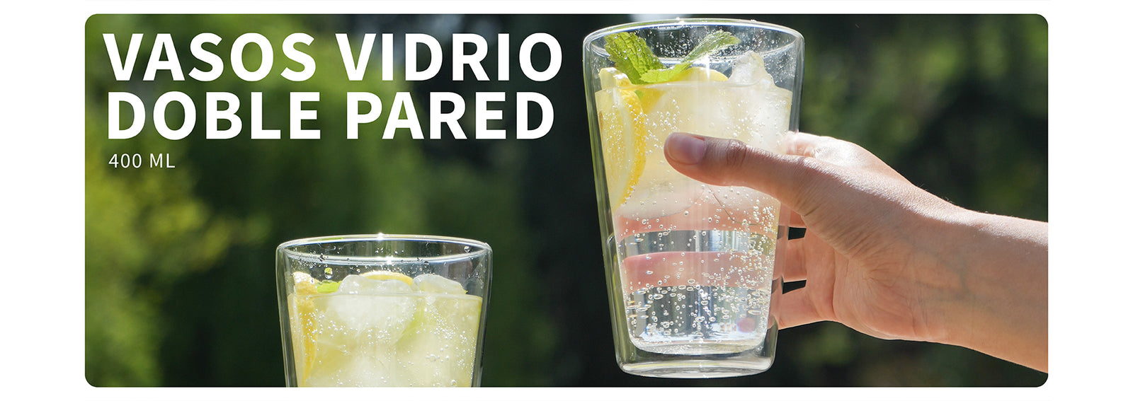 Set 2 Vasos Vidrio Doble Pared 400 ml Simplit