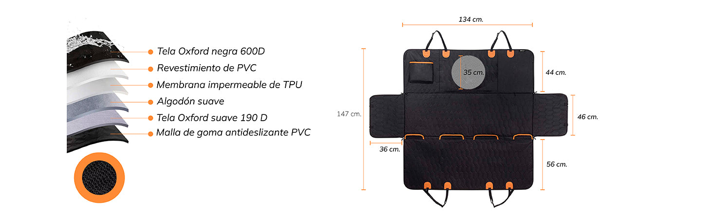 Funda Cubre Asiento de Auto Impermeable Mascotas Negra Xroad