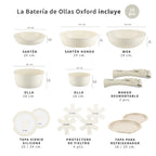 Beige · Batería de cocina Oxford Beige 15 piezas Simplit, las piezas que incluye con sus medidas