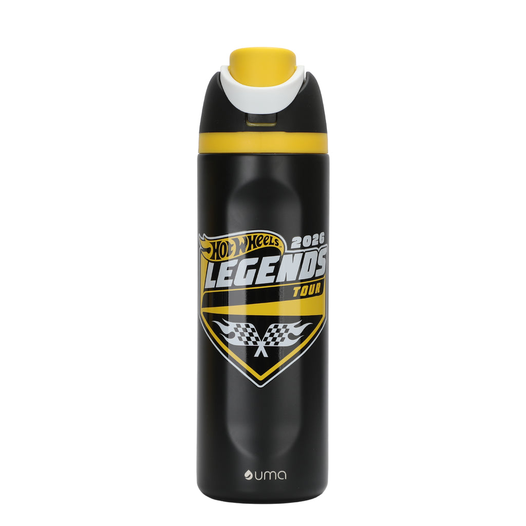 Botella Térmica Insulada Hot Wheels Legends Finish Black 750 ml UMA — packshot sobre fondo blanco