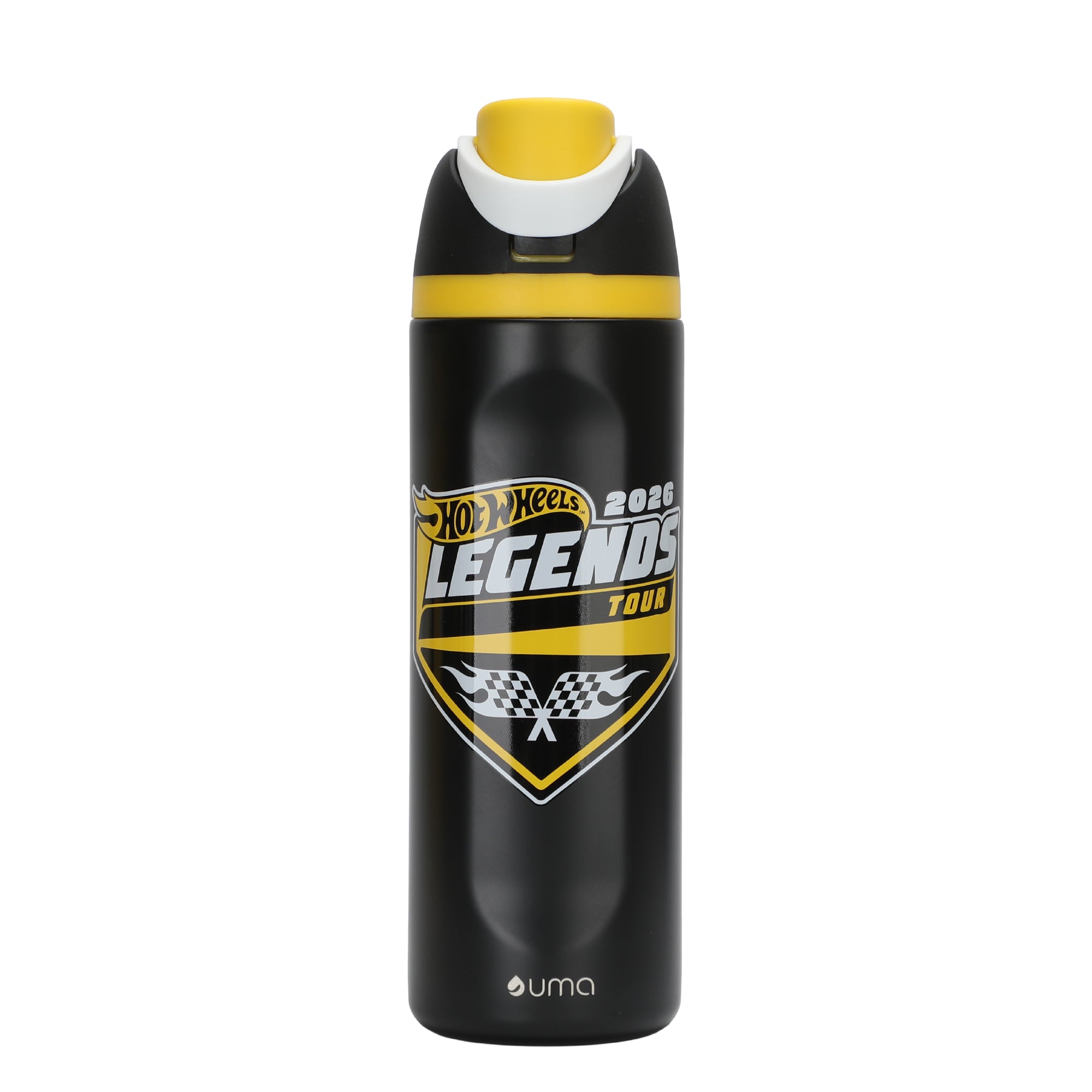 Botella Térmica Insulada Hot Wheels Legends Finish Black 750 ml UMA — packshot sobre fondo blanco