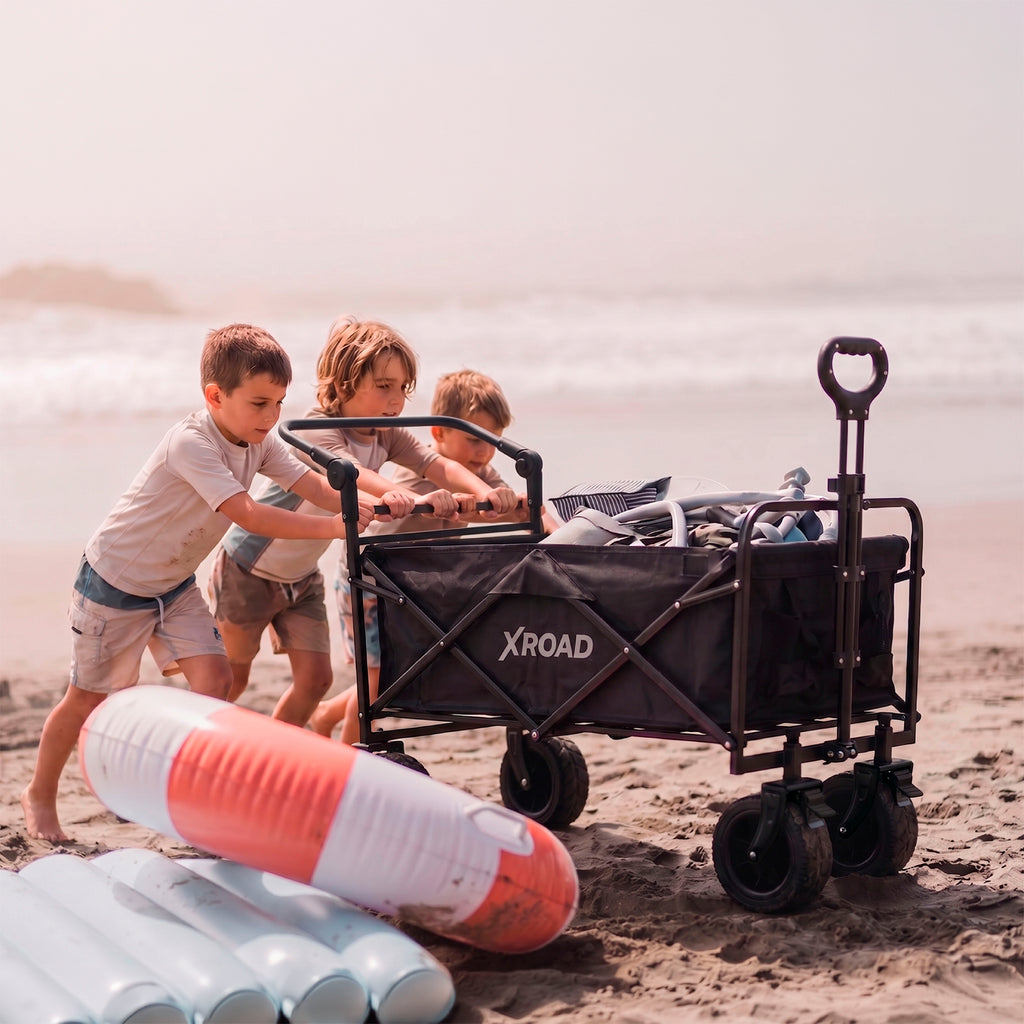 Carro de Transporte Plegable Xroad en uso en la playa