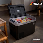 Cooler Freezer 40L Xroad abierto con helados, funciona como freezer