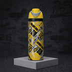 Botella Térmica Insulada Hot Wheels Legends Torque Yellow 750 ml UMA — ambientada sobre fondo Hot Wheels Legends
