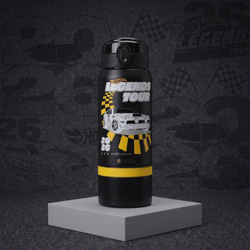 Botella Térmica Insulada Hot Wheels Legends 2 en 1 Loop Black 590 ml UMA — ambientada sobre fondo Hot Wheels Legends