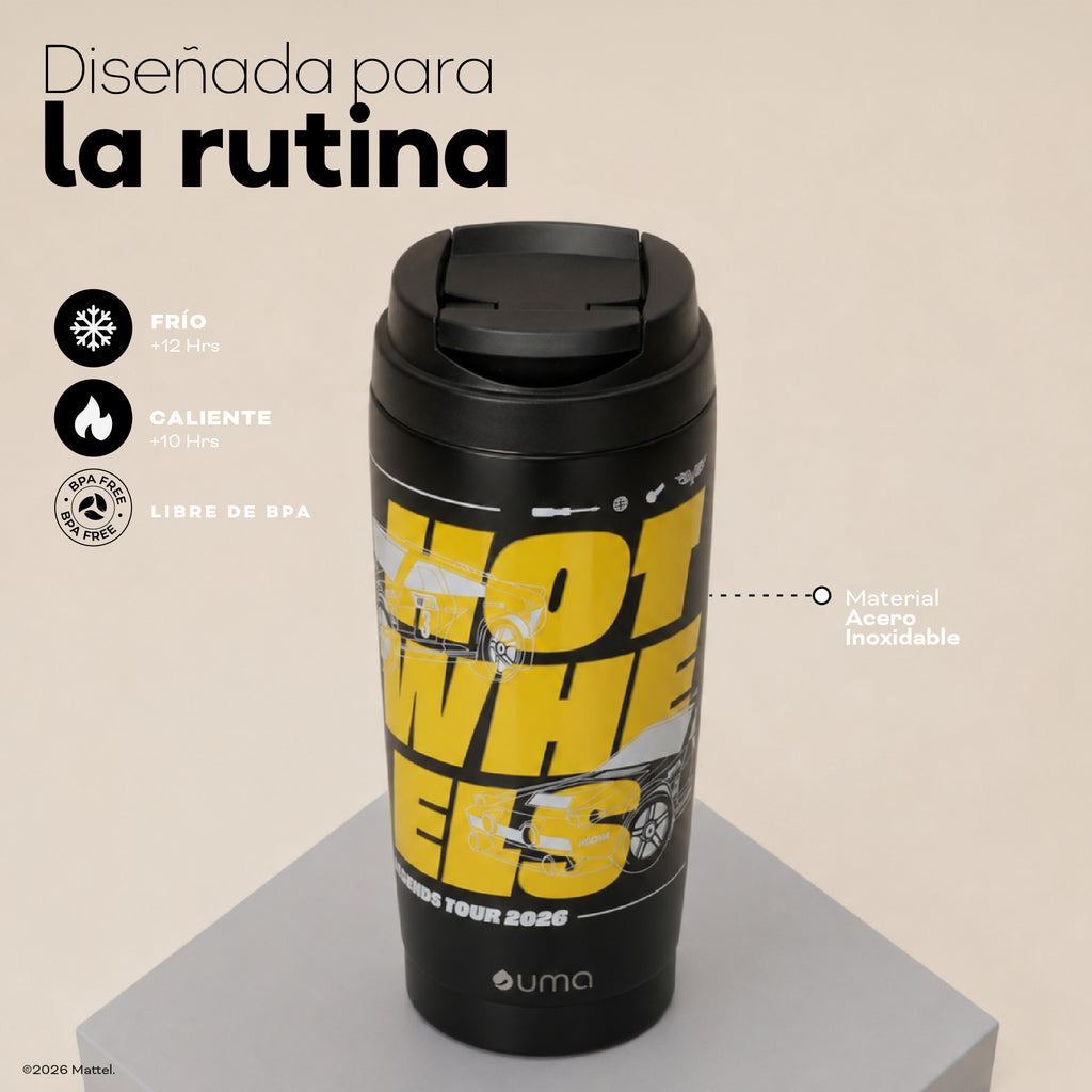 Vaso Térmico para Café Mug Hot Wheels Legends Champ Black 590 ml UMA — diseñado para la rutina: frío, calor y libre de BPA