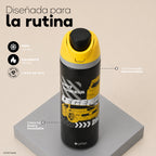Botella Térmica Insulada Hot Wheels Legends Drift Yellow Lid 750 ml UMA — diseñada para la rutina: frío, calor, libre de BPA y bombilla desmontable