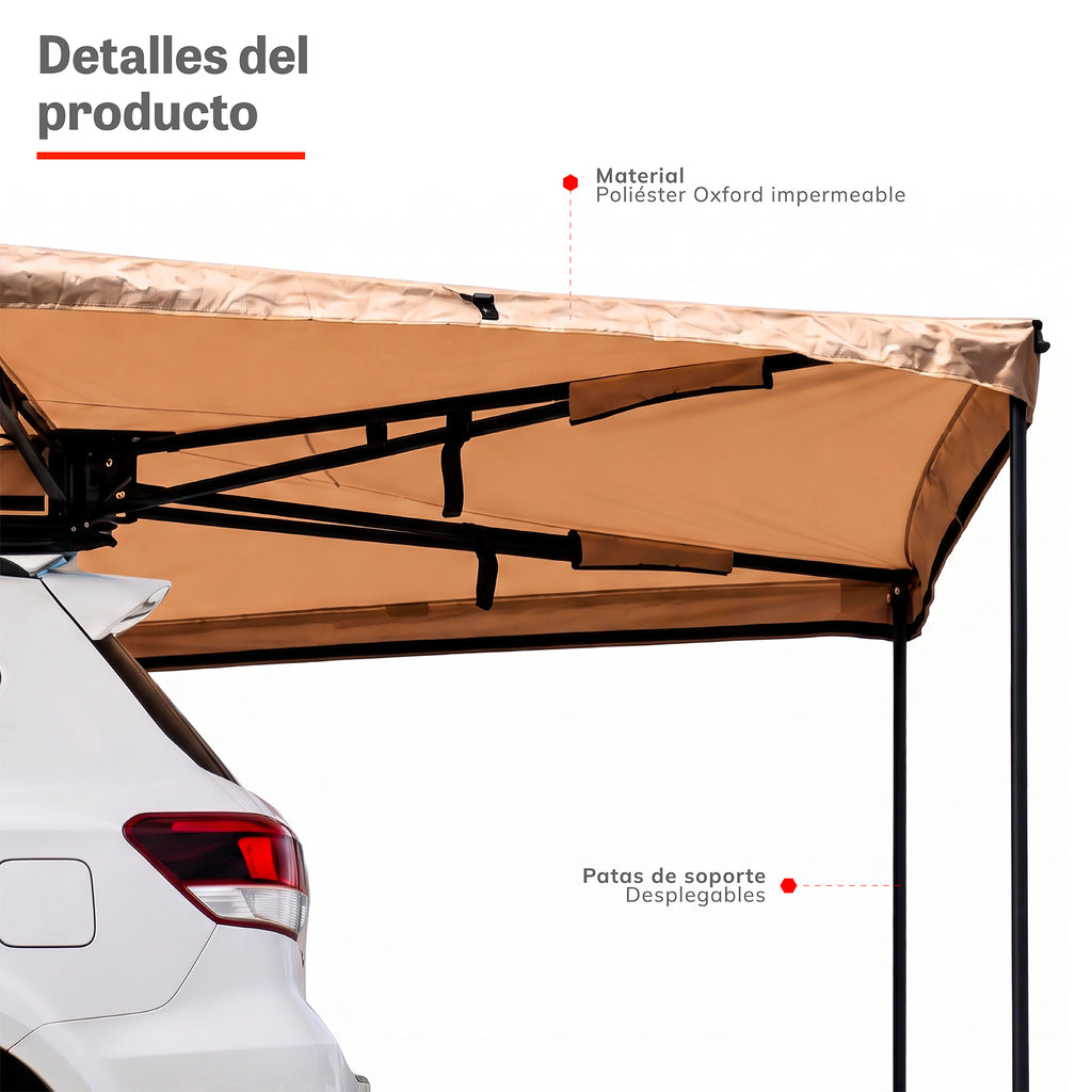 Toldo 270° Xroad: poliéster Oxford impermeable y patas de soporte desplegables