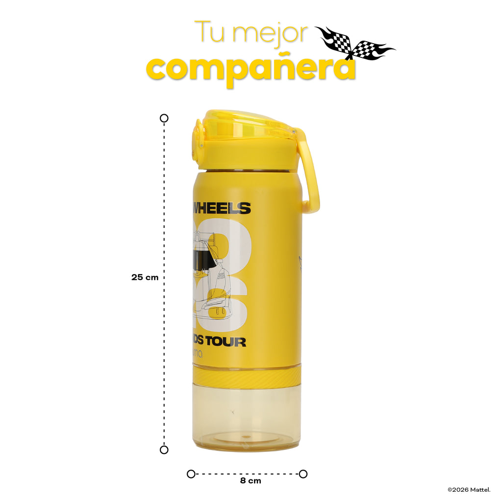 Botella Térmica Insulada Hot Wheels Legends 2 en 1 Nitro Yellow 590 ml UMA — medidas: 25 cm de alto por 8 cm de ancho
