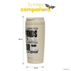 Vaso Térmico para Café Mug Hot Wheels Legends Tour Beige 590 ml UMA — medidas: 20 cm de alto por 7,2 cm de diámetro