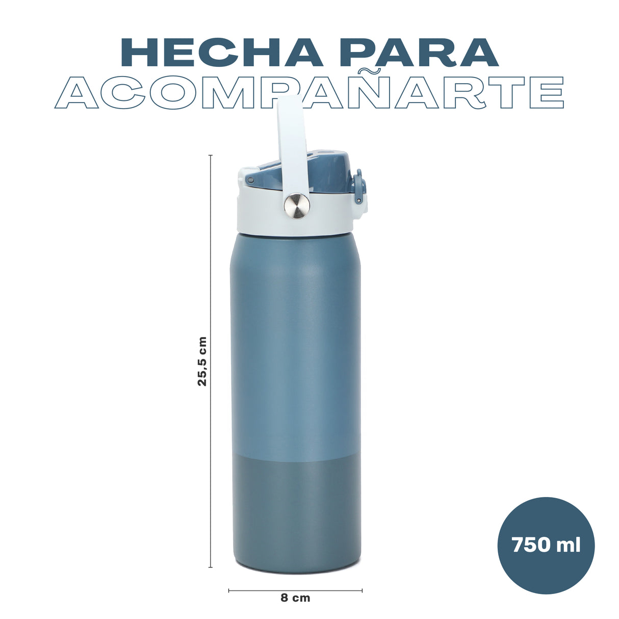 Azul marino · Botella Térmica Hydrotek 750 ml de acero inoxidable Lhotse, medidas: 25,5 cm de alto por 8 cm de diámetro