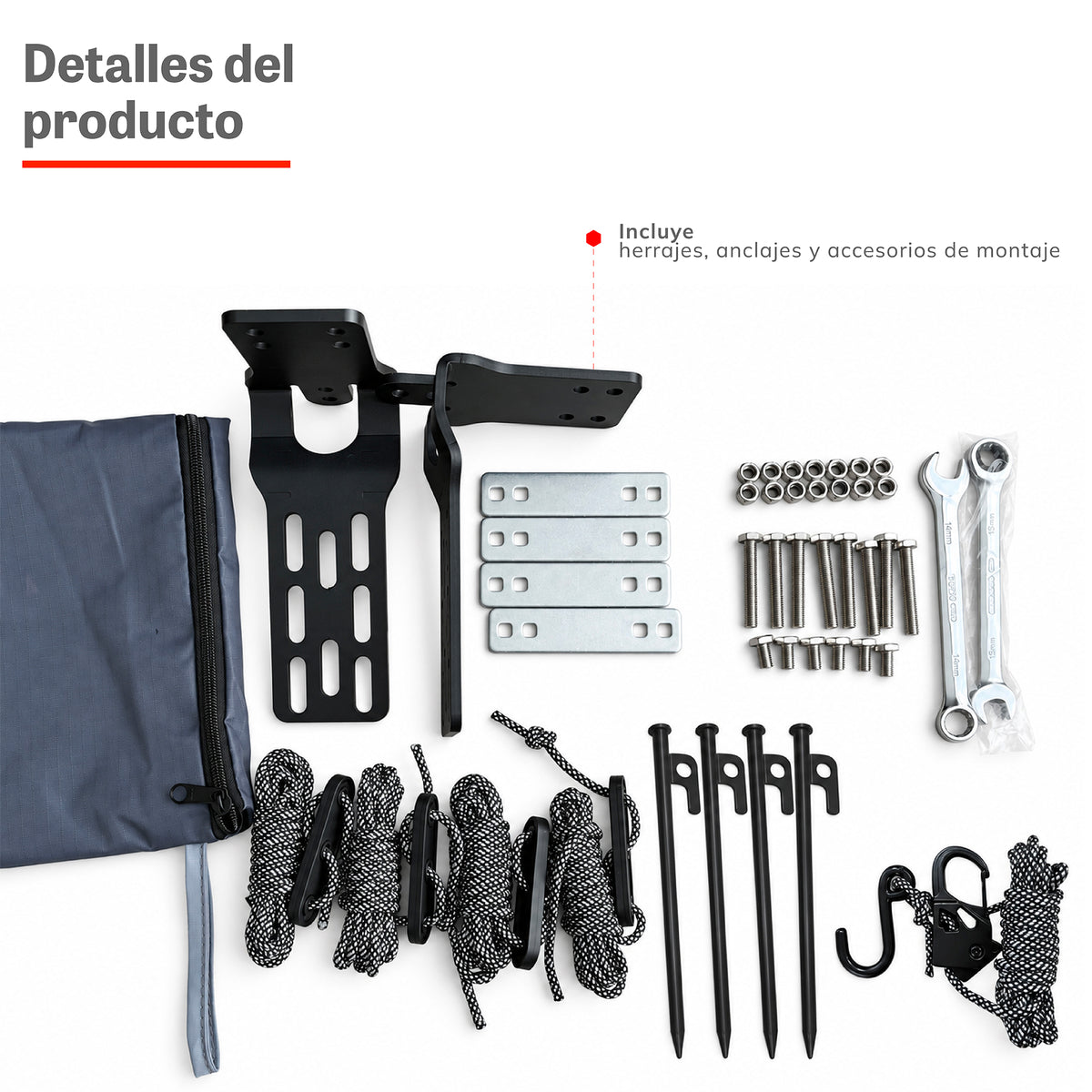 Toldo 270° Xroad: incluye herrajes, anclajes y accesorios de montaje