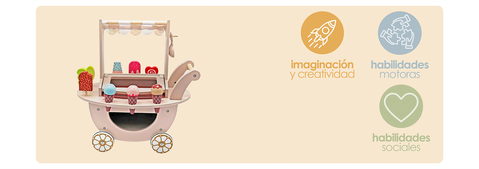 Juego Heladería Infantil Niños Madera Bandú