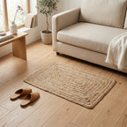 Alfombra Yute Natural 60x90cm en dormitorio boho — Atmosphera Francia