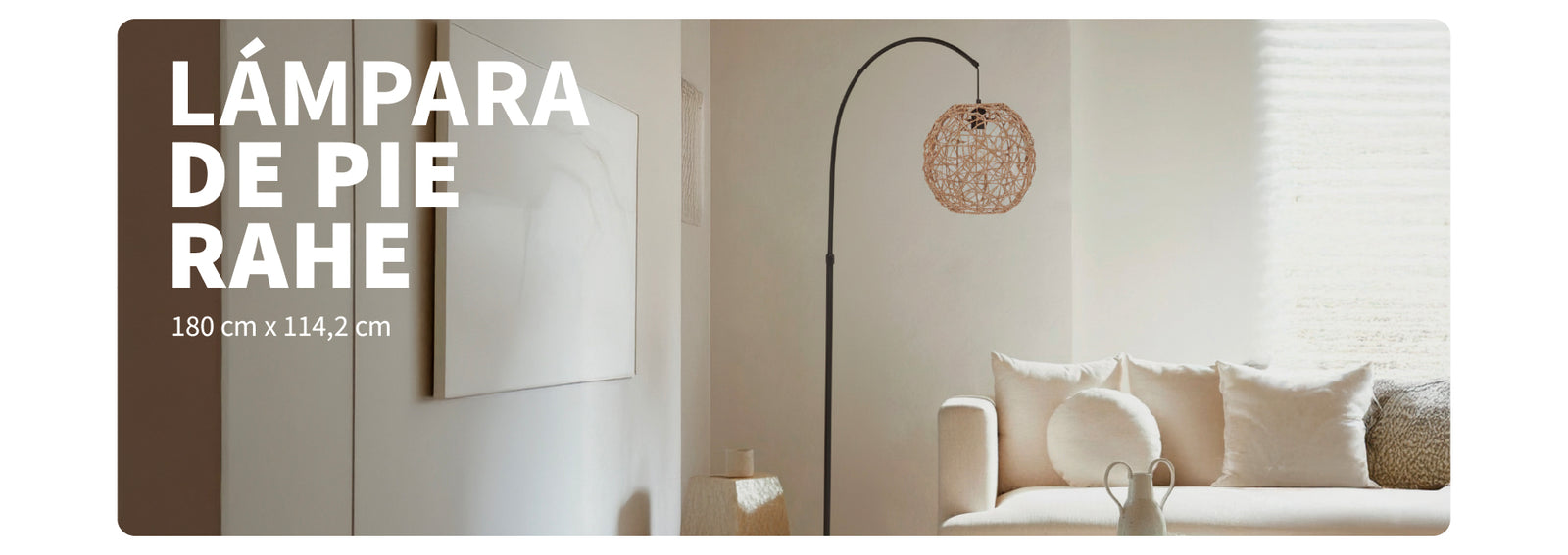 Lámpara de Pie Arco Rahe Metal Natural 180 cm Atmosphera