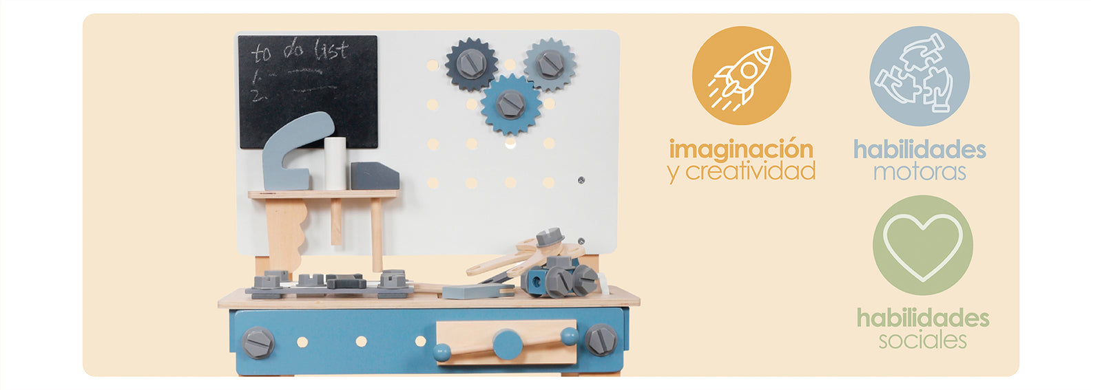 Juego de Construcción Herramientas Madera para Niños Bandú