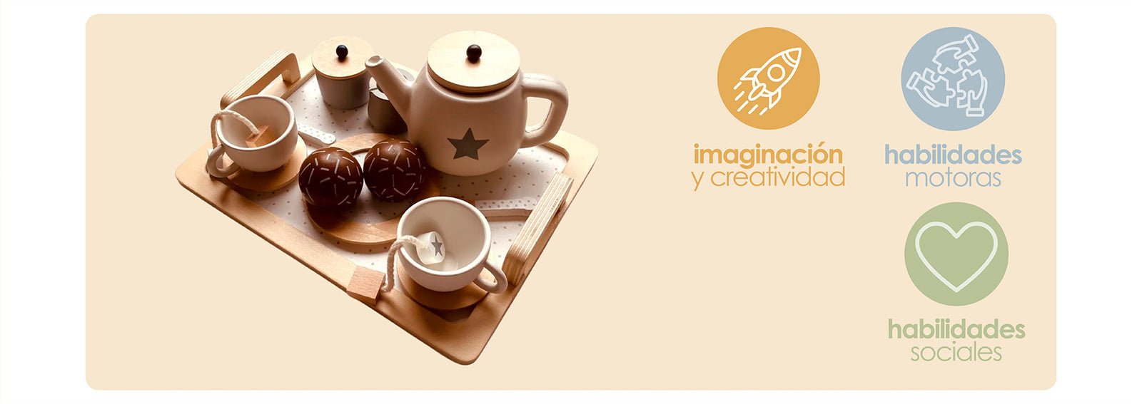 Set Juego Tazas De Té Juguete Didáctico 16pcs Madera Bandú