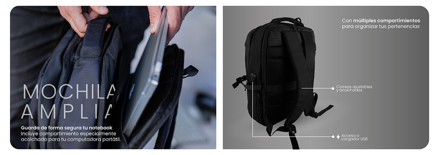 Mochila de viaje Notebook WOLF Negra 15,6" LEVO