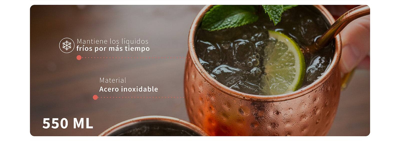 Set 4 Vasos Moscow Mule Mug Cobre + Bombillas Simplit