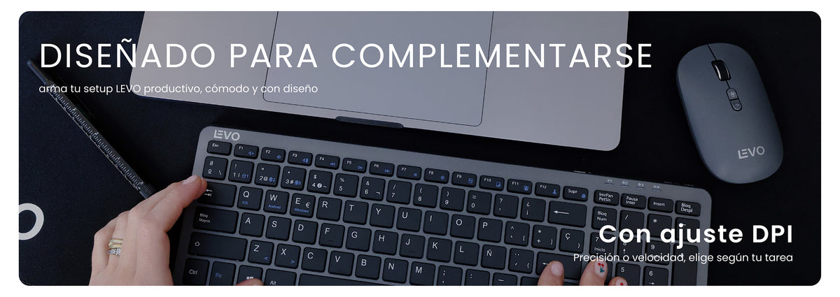 Teclado Slim Cygna + Mouse Slim Velar Grafito LEVO
