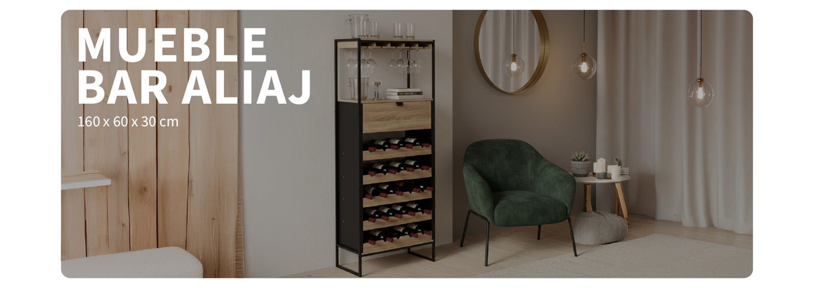 Mueble Bar con soporte para 25 botellas Aliaj 5Five