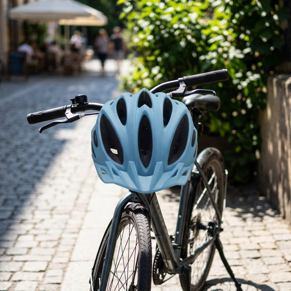Casco Sport Onwheels Celeste — en uso